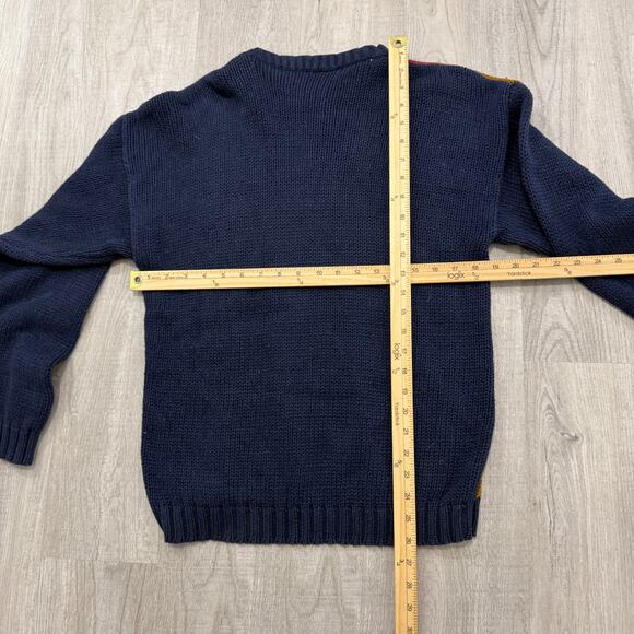 Vintage Apparatus Sweater Size Small Cable Knit Colorblock 90s Crewneck Preppy - Picture 6 of 7